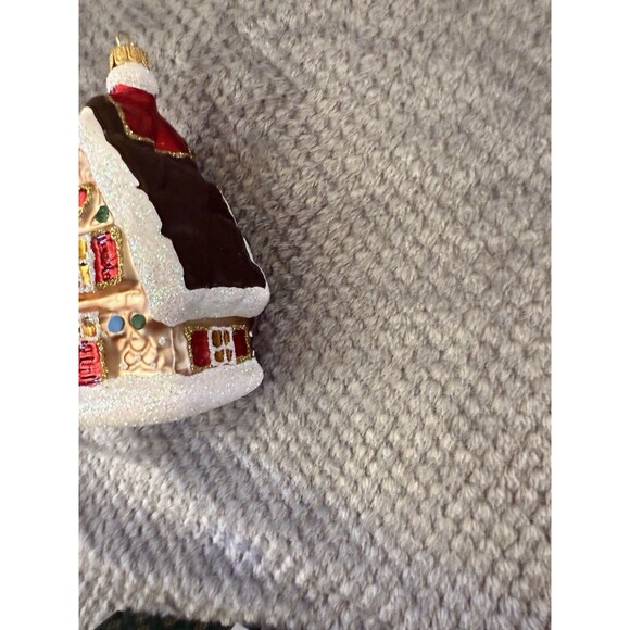 Gingerbread House Glass Christmas Holiday Ornament Made In Poland - Picture 5 of 16